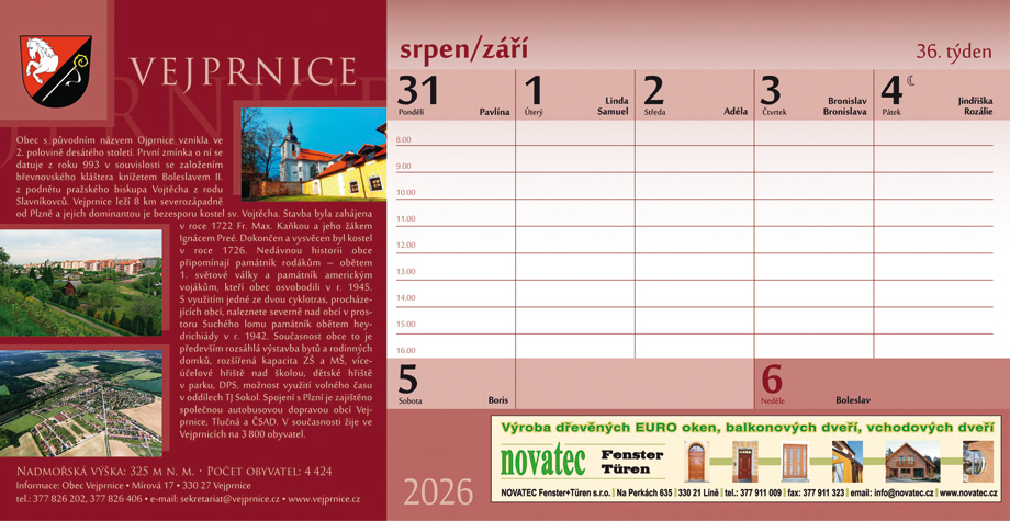 Týdenní kalendář Města a obce ČR